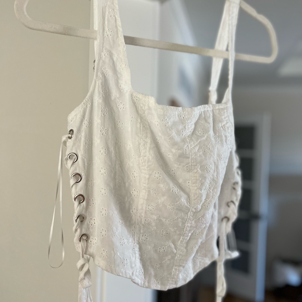 White Lace-Up Women's Top